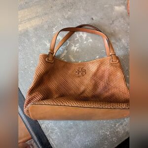 Tory Burch Tan Woven Leather Tote Bag